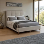 Melei fabric bed in light grey shade 160x200cm - Слика 2