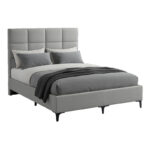 Кревет од ткаенина Мелеи во светло сива нијанса 160x200 см