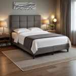 Melei fabric bed in anthracite shade 160x200cm - Слика 2