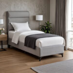Limit fabric bed in light grey shade 90x200cm - Слика 2