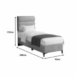 Limit fabric bed in light grey shade 90x200cm - Слика 4