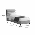 Limit fabric bed in a light grey shade 120x200cm - Image 4