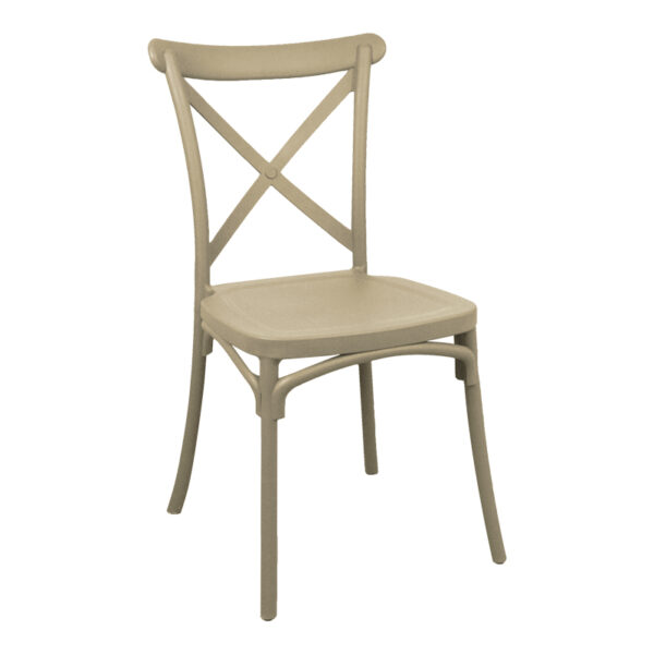 Stackable Crossie chair pp in cappuccino shade 38x46.5x82cm