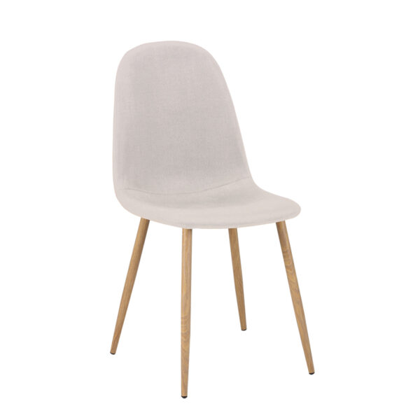 Chair Bella light grey-beige fabric-natural metal leg 43x52x88cm