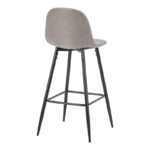 Bar stool medium height Bella light grey fabric-black metal leg 41x47x93cm - Слика 2