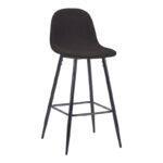 Bar stool medium height Bella dark grey fabric-black metal leg 41x47x93cm