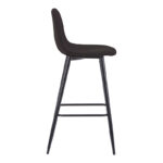 Bar stool medium height Bella dark grey fabric-black metal leg 41x47x93cm - Image 3