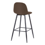 Bar stool medium height Bella brown fabric-black metal leg 41x47x93cm - Image 2