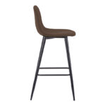 Bar stool medium height Bella brown fabric-black metal leg 41x47x93cm - Image 3