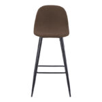 Bar stool medium height Bella brown fabric-black metal leg 41x47x93cm - Image 4