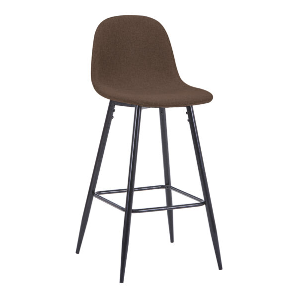 Bar stool medium height Bella brown fabric-black metal leg 41x47x93cm
