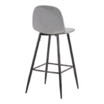 Bar stool medium height Bella light grey velvet-black metal leg 41x47x93cm - Слика 2