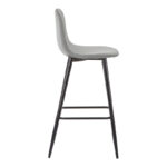 Bar stool medium height Bella light grey velvet-black metal leg 41x47x93cm - Слика 3