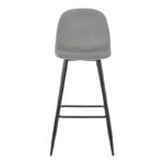 Bar stool medium height Bella light grey velvet-black metal leg 41x47x93cm - Слика 4