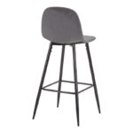 Bar stool medium height Bella dark grey velvet-black metal leg 41x47x93cm - Слика 2