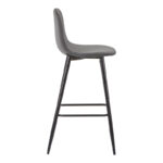 Bar stool medium height Bella dark grey velvet-black metal leg 41x47x93cm - Слика 3