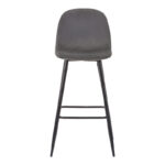 Bar stool medium height Bella dark grey velvet-black metal leg 41x47x93cm - Слика 4