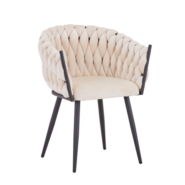 Vivian armchair beige velvet-leg black metal 61x55x80cm