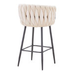 Vivian bar stool beige velvet-leg black metal 57x50x100cm - Image 2