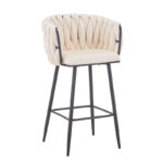 Vivian bar stool beige velvet-leg black metal 57x50x100cm