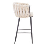 Vivian bar stool beige velvet-leg black metal 57x50x100cm - Image 3