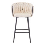 Vivian bar stool beige velvet-leg black metal 57x50x100cm - Image 4