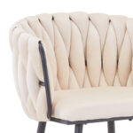 Vivian bar stool beige velvet-leg black metal 57x50x100cm - Image 5