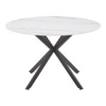 Stoyen I table white marble-beige ceramic-black metal D120x75cm - Image 2