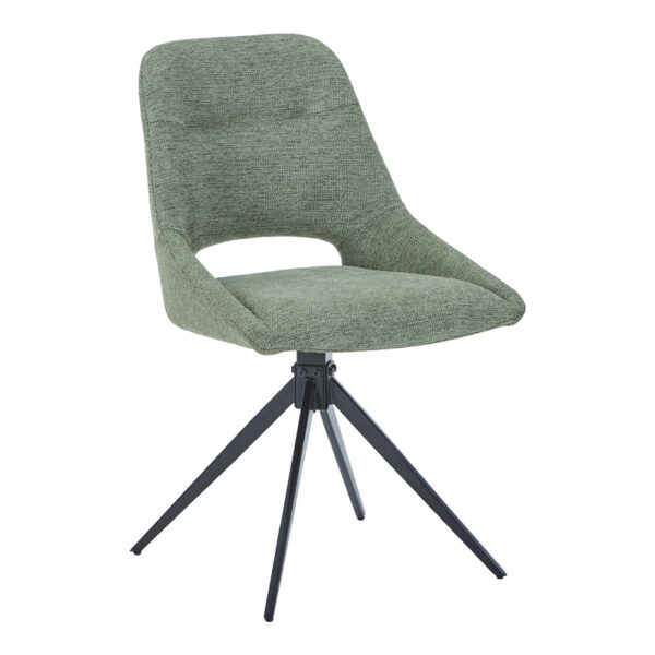 Luciano I swivel chair in green fabric-metal leg black 52.5x54x85cm