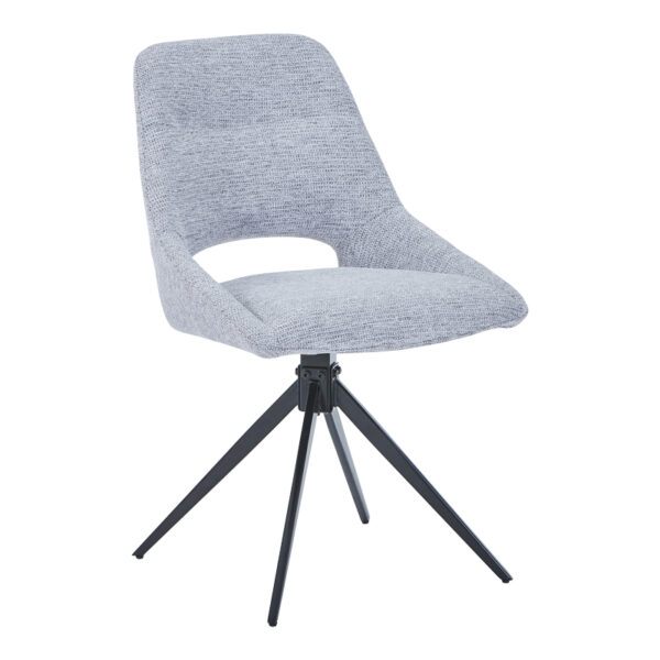Luciano I swivel chair in grey fabric-metal leg black 52.5x54x85cm