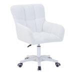 Givole office chair in white teddy fabric 55x50x76-86cm