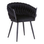 Vivian-Stoyen dining table 5 pcs black velvet - black marble Φ120x75cm - Image 2