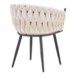 Vivian-Stoyen dining table 5 pcs beige velvet - white with black  marble Φ120x75cm - Слика 3