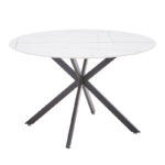 Vivian-Stoyen dining table 5 pcs beige velvet - white with black  marble Φ120x75cm - Слика 5