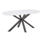 Karg-Makrey dining table 5 pcs white fabric - white marble 160x90x75cm - Слика 2
