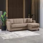 Reversible corner sofa-bed with storage space Alaska beige fabric 204x143x83cm - Слика 2