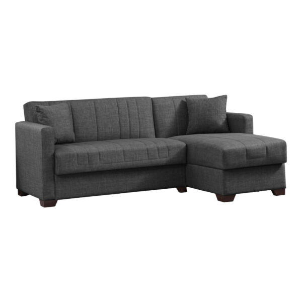 Reversible corner sofa-bed with storage space Alaska dark grey fabric 204x143x83cm