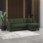 Reversible corner sofa-bed with storage space Alaska green fabric 204x143x83cm - Слика 2