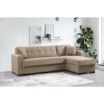 Reversible corner sofa-bed with storage space Kansas beige fabric 235x150x80cm - Image 2