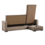 Reversible corner sofa-bed with storage space Kansas beige fabric 235x150x80cm - Image 4