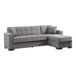 Reversible corner sofa-bed with storage space Kansas dark grey fabric 235x150x80cm