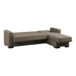 Reversible corner sofa-bed with storage space Kansas brown fabric 235x150x80cm - Image 3