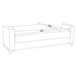 Vox three-seater sofa-bed with storage light gray fabric 214x82x83cm - Слика 5