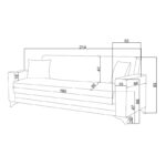 Three-seater sofa-bed with storage space Vox anthracite fabric 214x82x83cm - Слика 4