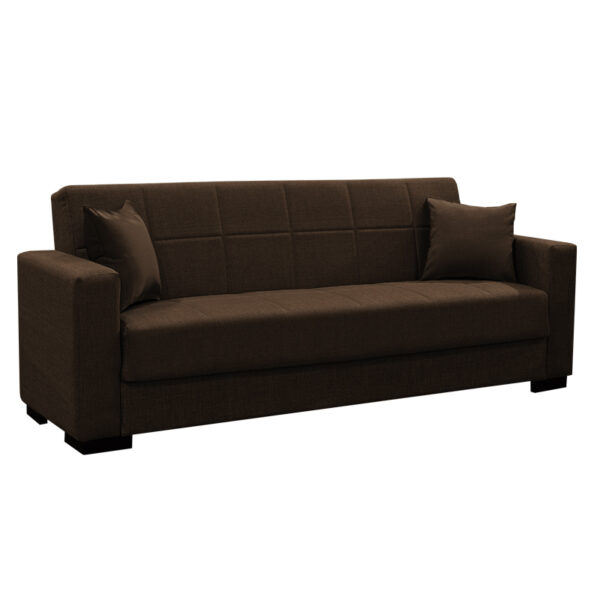 Sofa-bed with storage three-seater Vox brown fabric 214x82x83cm