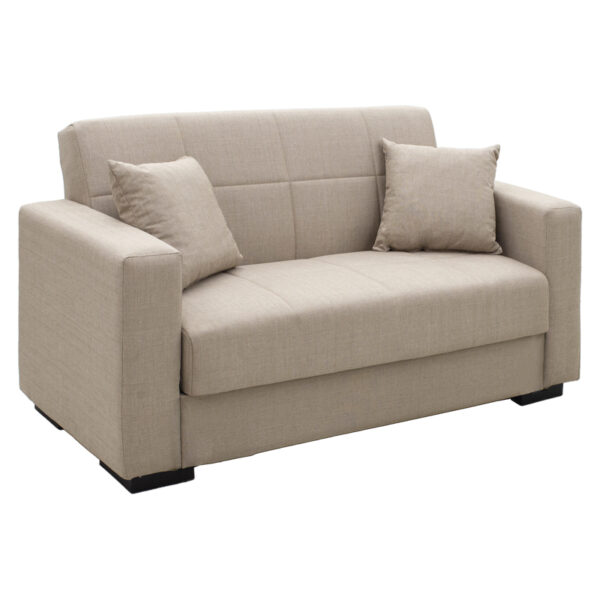 Sofa-bed with storage two-seater Vox cream fabric 154x82x83cm