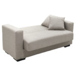 Sofa-bed with storage two-seater Vox light gray fabric 154x82x83cm - Image 2