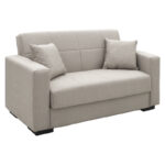 Sofa-bed with storage two-seater Vox light gray fabric 154x82x83cm
