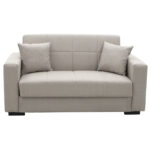 Sofa-bed with storage two-seater Vox light gray fabric 154x82x83cm - Image 3