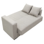Sofa-bed with storage two-seater Vox light gray fabric 154x82x83cm - Image 4